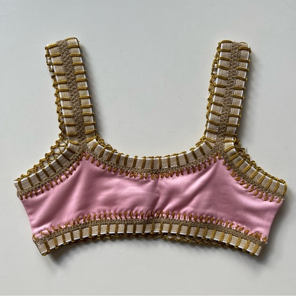 Pq Swim / Platinum Swimwear Girl’s Sporty Pink Embroidered Bikini - Size 4 - Picture 6 of 10